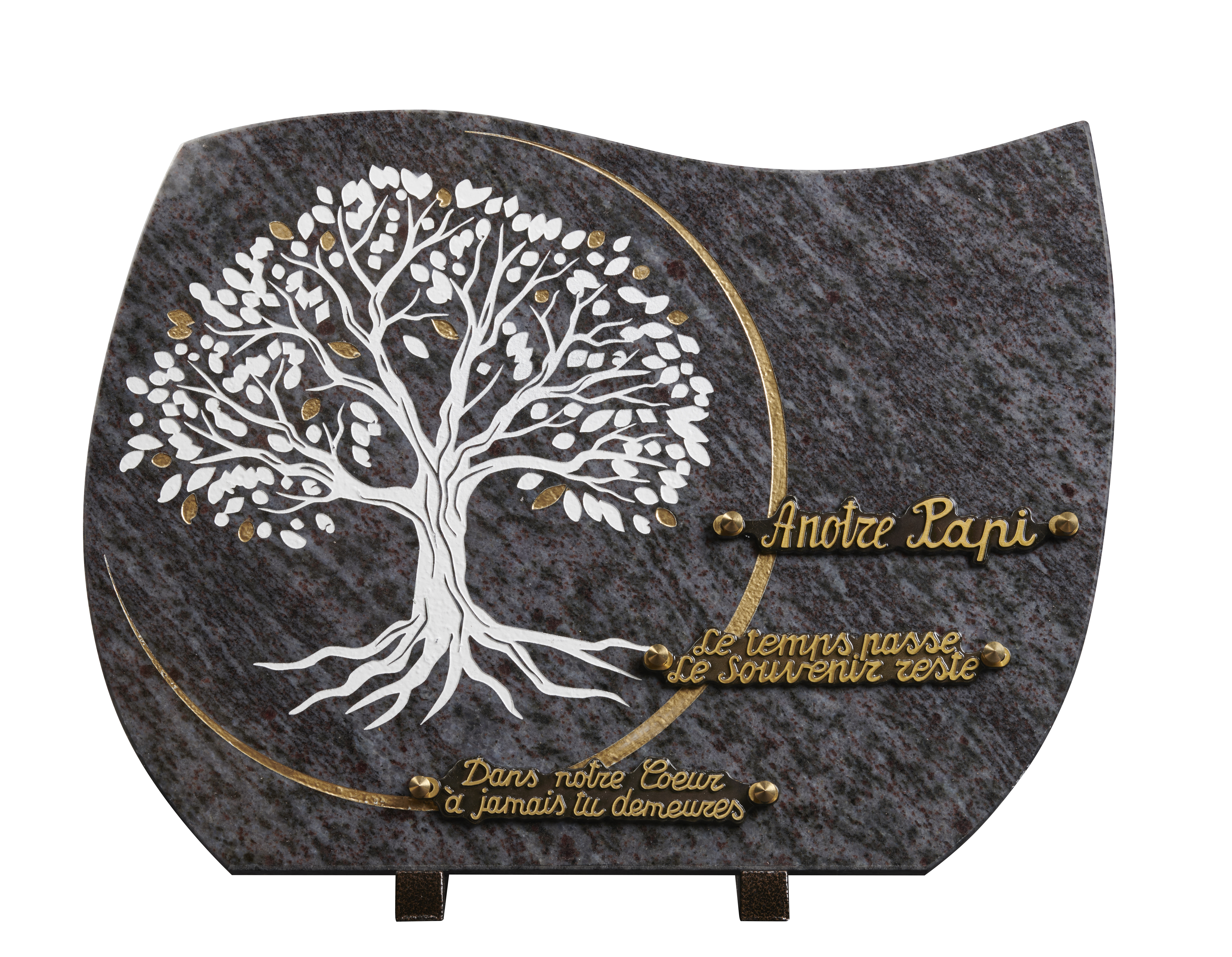 Plaque granit forme 30x40cm - Gravure arbre